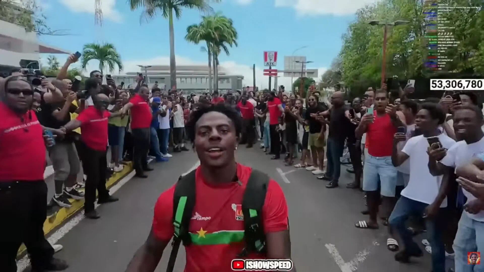 Extrait du live IShowSpeed en Guadeloupe — Caribbean Tour 2026, foule à Pointe-à-Pitre, 29 avril 2026
